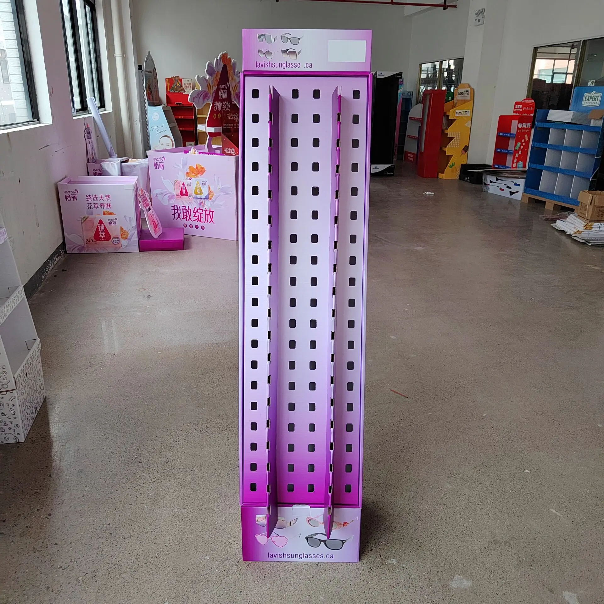 Retail Optical Shop Floor Rotating Paper Sunglasses Rack Display Shelf Stand Glasses Cardboard Display