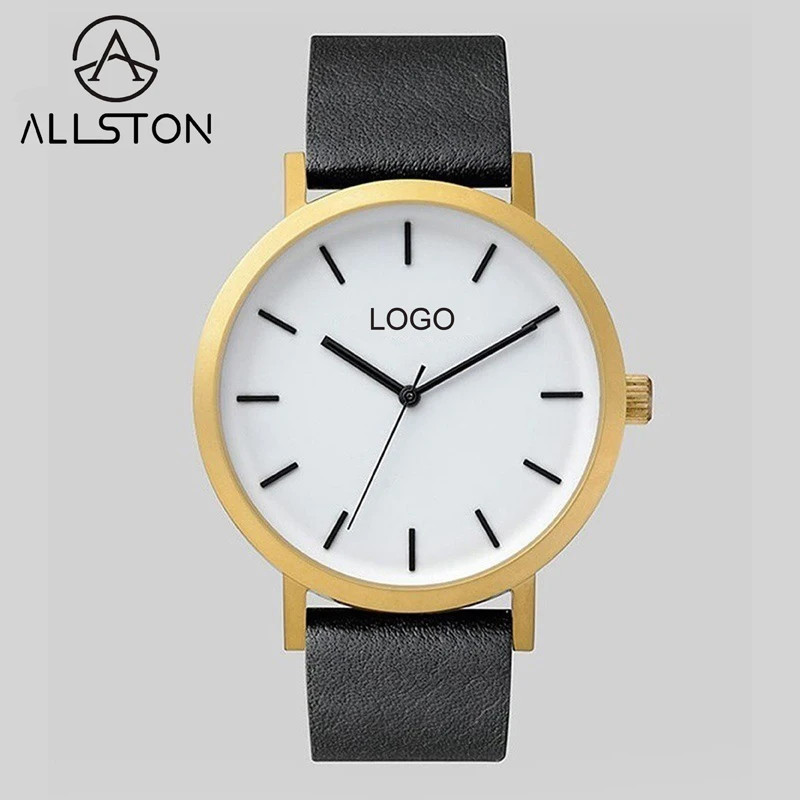 ASN-12 мужские часы со скидкой с черным кожаным ремешком вес 40 г водостойкие Универсальные унисекс