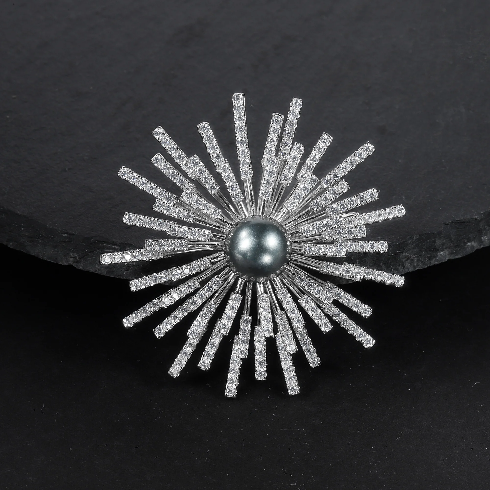 F9909 Abiding Trendy Flower 925 Silver Real Natural Freshwater Pearl Ladies Brooch For Gift