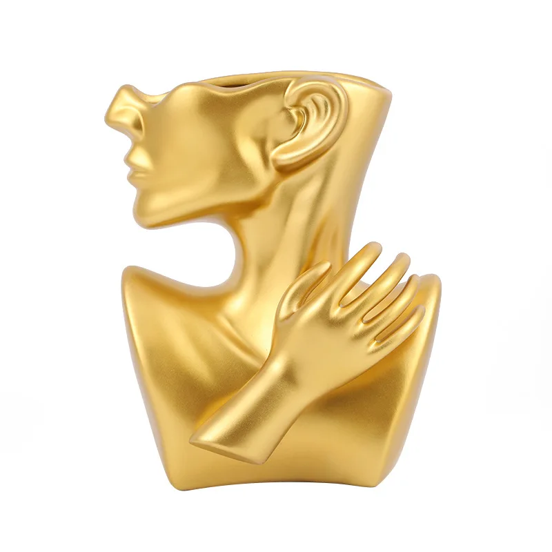 Black Resin Face Vase Head Vase