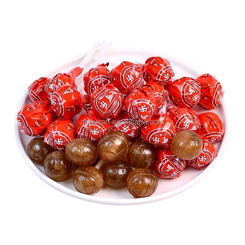 Дешевый бесплатный образец упаковка по индивидуальному заказу виноградный фрукт персик яблоко кола ароматизированный леденец твердые конфеты