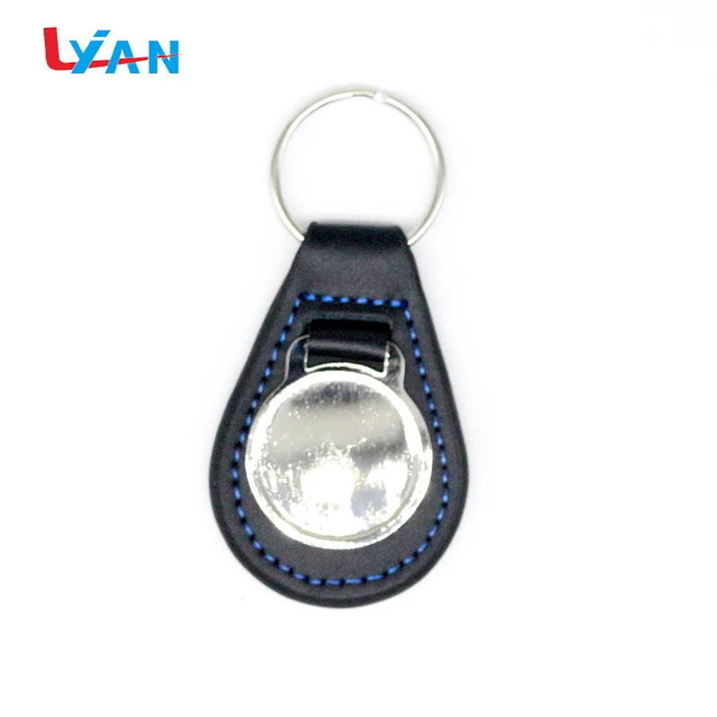 
Low moq custom black leather keychain with car brand logo 