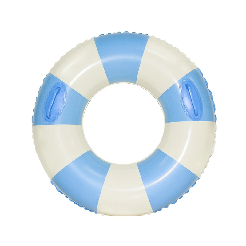 PVC Inflatable Swimming Ring Retro Striped Swim Floating Underarm Ring Summer Pool Floats With Handles For Beach Outdoor Party