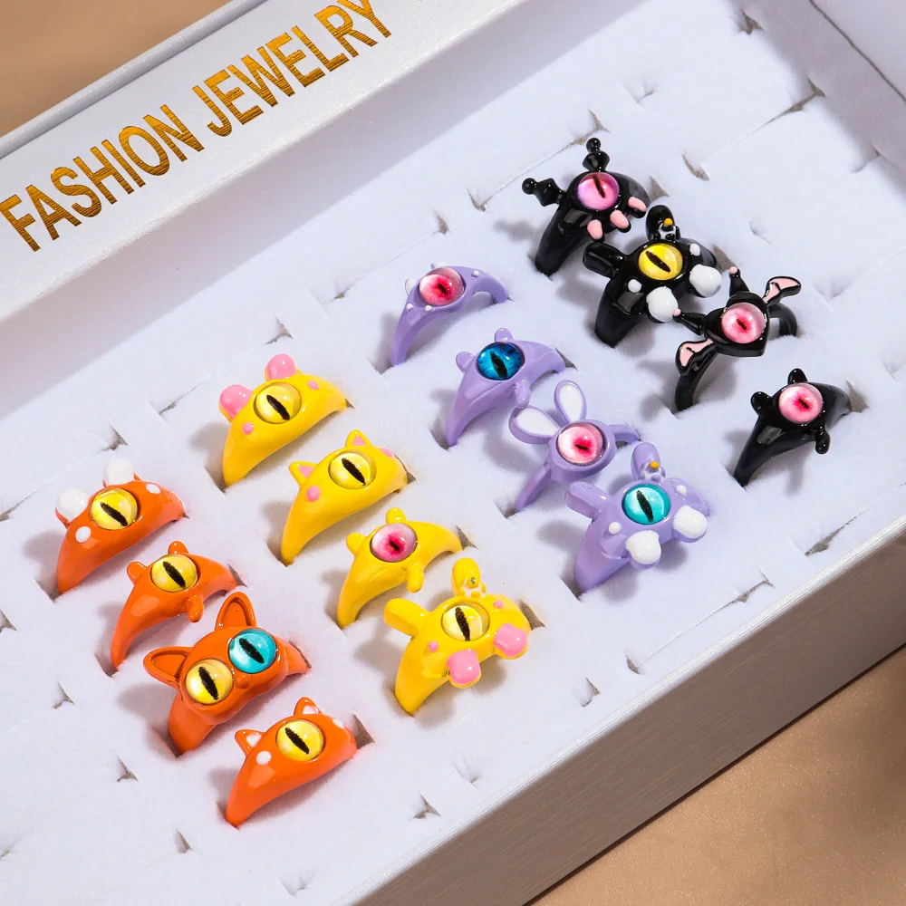 Latest Products Fashion One Glance Cute Little Monster Multi-Color Ring Customized Alloy Rings For Unisex