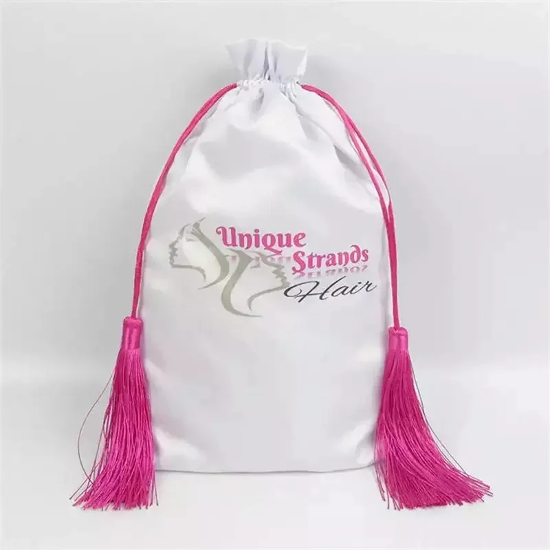 Wholesale 18*30cm custom silk lash bag hair packaging satin bags for wig extension