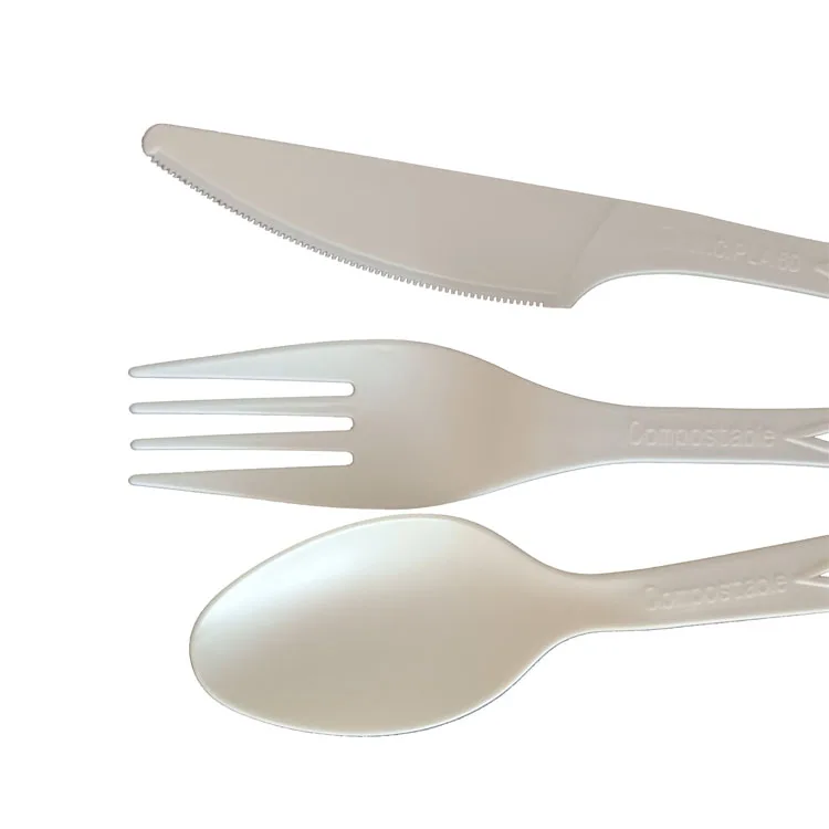 Compostable Cutlery Biodegradable Corn Starch Disposable Plastic Tableware Sets Spoon Knife And Fork