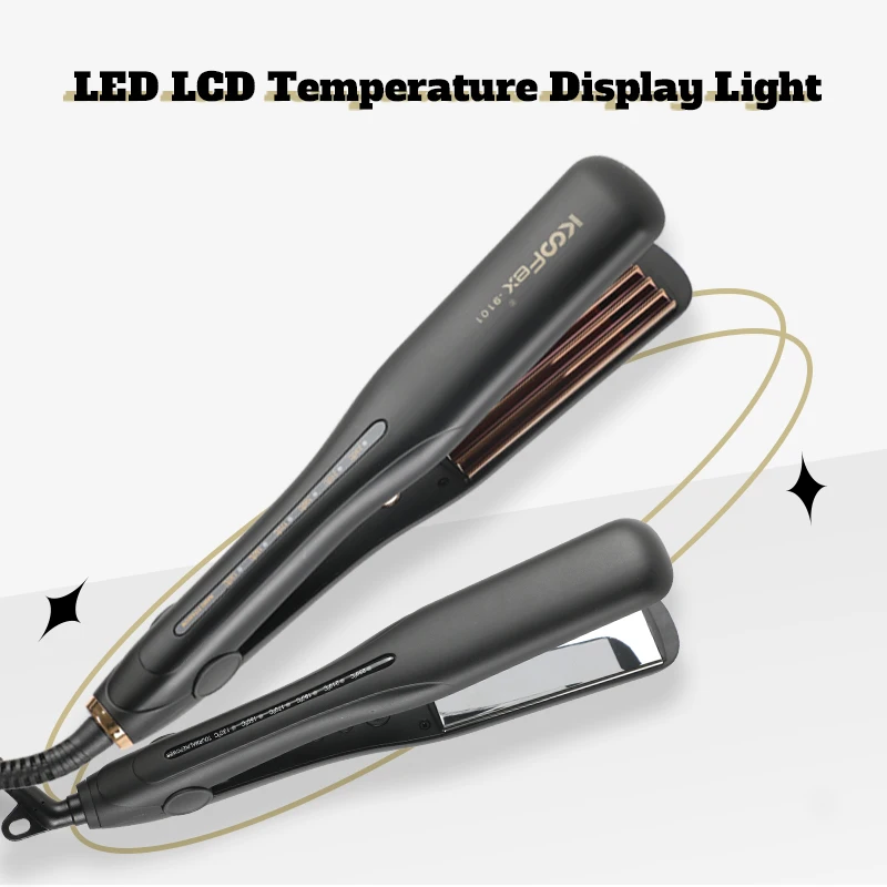 Koofex Flat Work Ironer Plane And Wave 2 In 1 Hot Iron PTC Fast Heating Five Gear Twisted Flat Iron