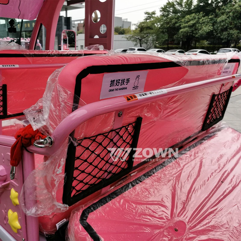 Wholesale Coral Style Pink Cartoon Amusement Park Bus Electric Shuttle Tourist Sightseeing City School Bus Zoo Tours Vehicle