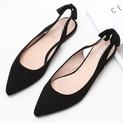 New design ladies fancy OEM pointed toe slingback flats comfortable pump shoes