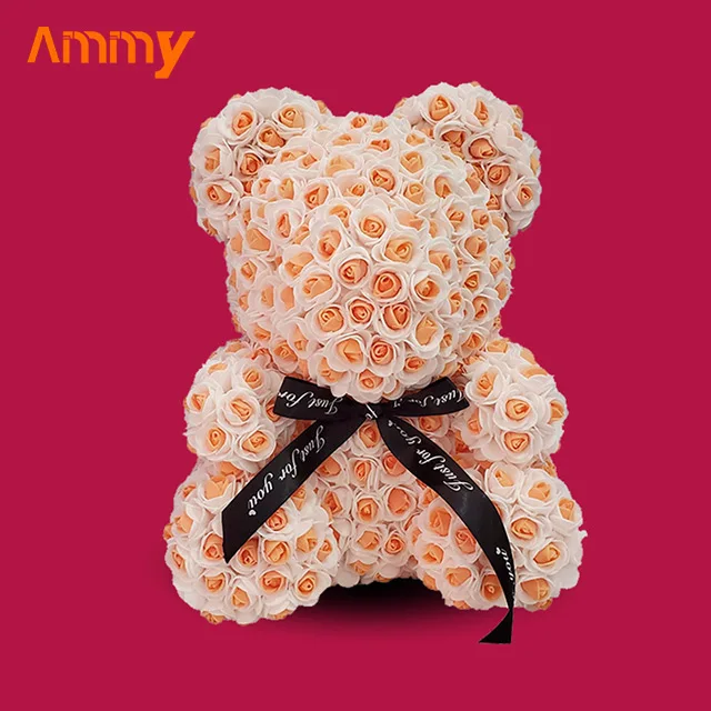 Ammy Two-color bear Popular And Premium Wholesale Foam/pe Rose Bear For Valentines Day Gifts