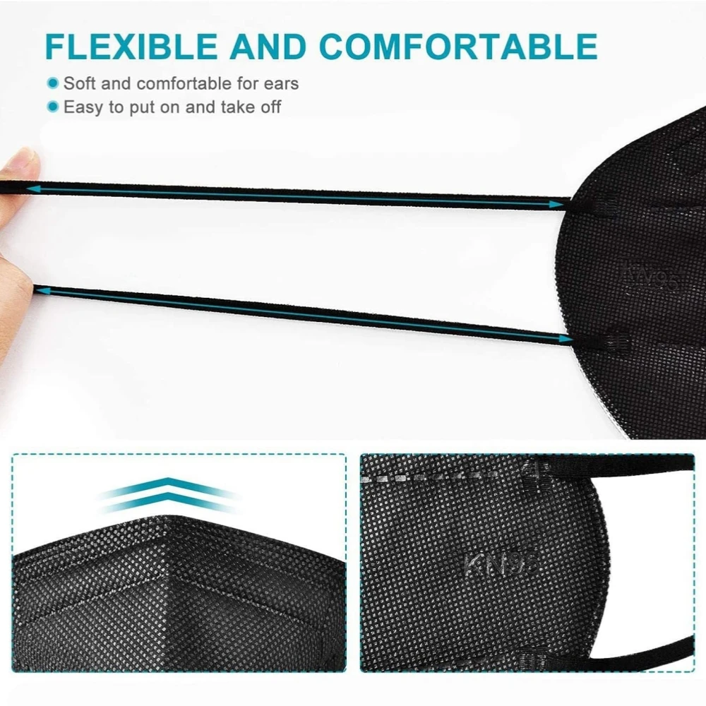 KN95 Face Mask 5-Layer Breathable Mask with Elastic Earloop and Nose Bridge Clip Disposable Respirator Protection Against PM2.5