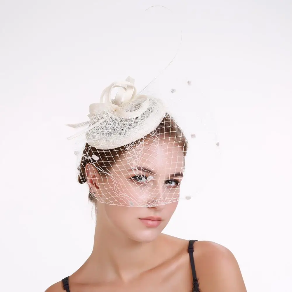 2020 New Design Elegant Wedding Hair Feather Fascinator church hats for black women