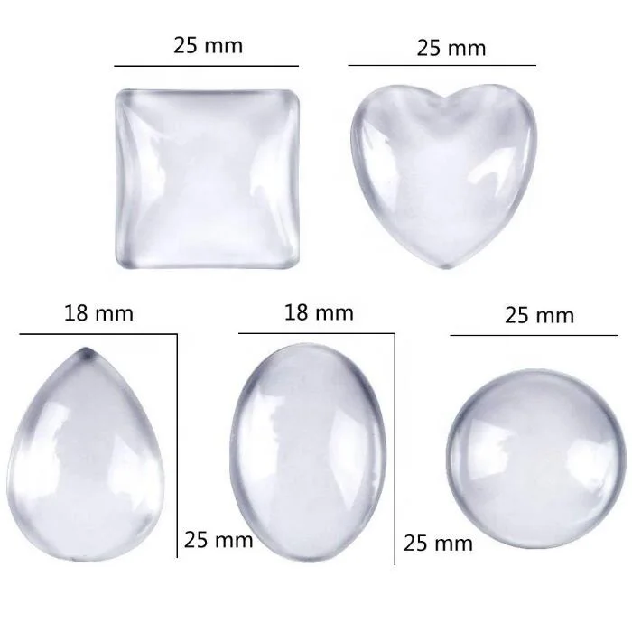 High Clarity 25mm Square Crystal Glass Cabochons Vintage Blank Photo Pendant Trays and Bezels R-2328