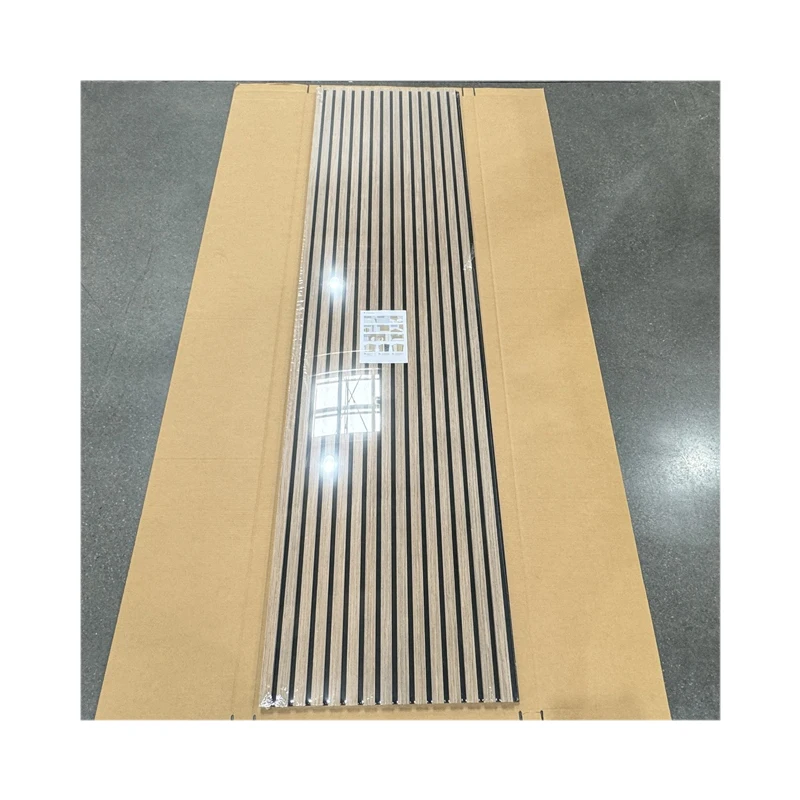 Slat Wood Panel Polyester Fiber Soundproof Wall Acoustic Panels Wall With Led Light