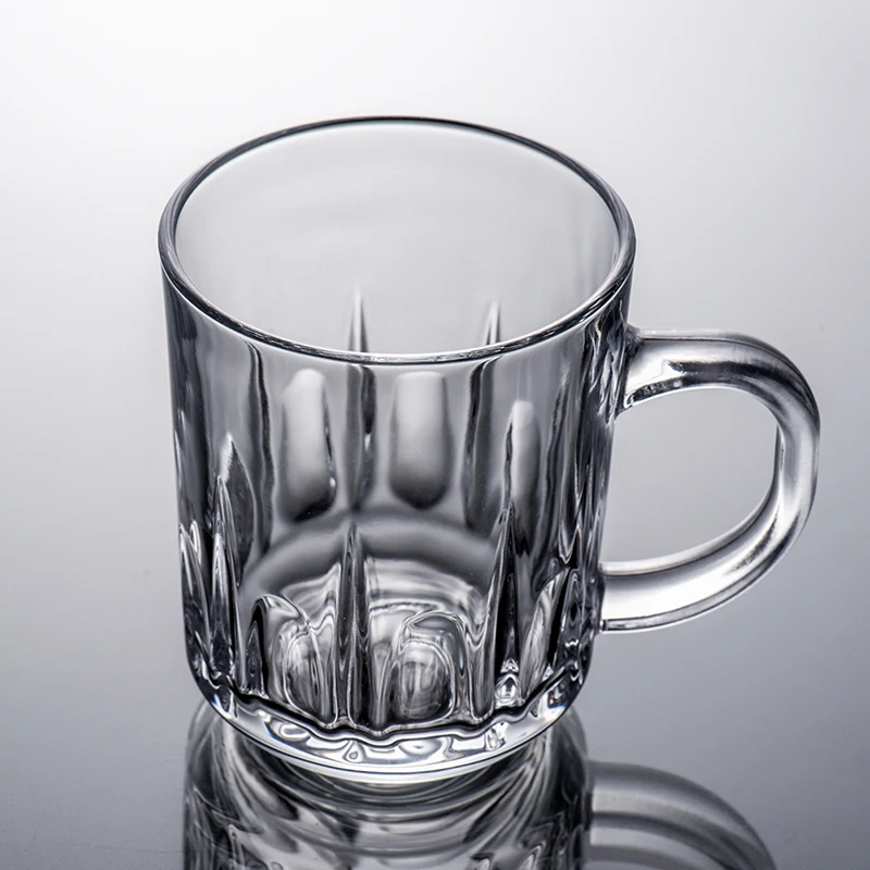 Glass Coffee Mug Medium 7.7 Ounce With Convenient Handle Tea Glasses For Hot Cold Beverages Thermal Shock Resistant Mugs