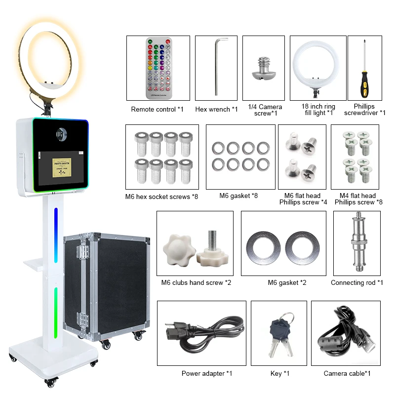 Split Stand Dslr Touch Screen Interactive Wedding Photo Booth Selfie Kiosk Booth With Ring Light For Party Having Fun