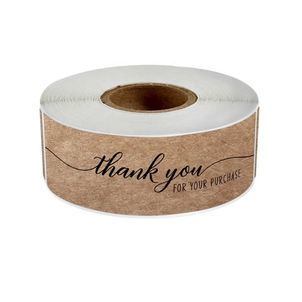 120pcs per Roll kraft paper sticker label Thank you for your order small business box sealing sticker for baking cake sticker