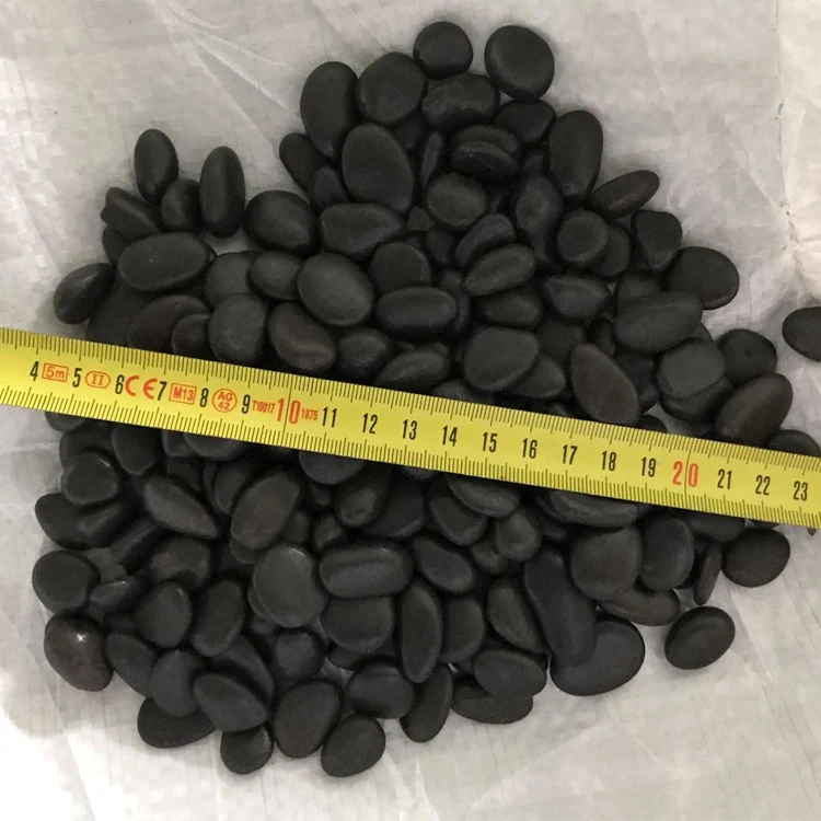 Wholesale price smooth flat black river pebble stone