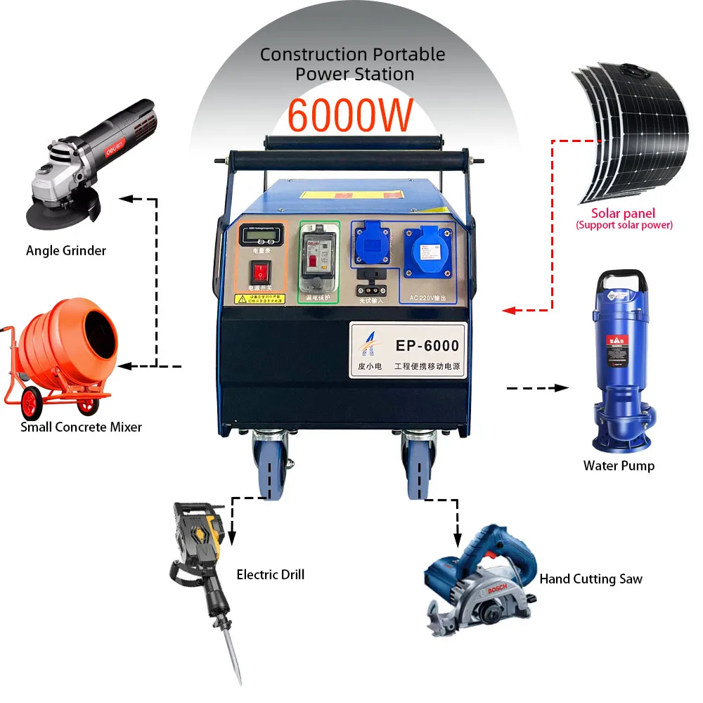 Deposit Household And Outdoor Portable Solar Power Station 5000W Construction Machine Generator With Panels
