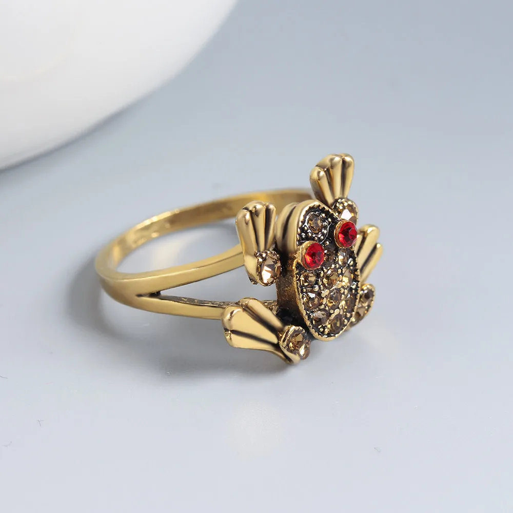 HPXmas New Designed Unisex Gold Silver Color Frog Shape Personalized Rings With Zircon Crystal For Men Gift