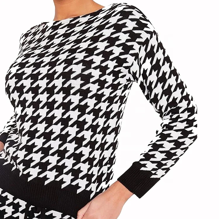 OEM custom pattern Women ladies slash neck long sleeve loungewear co-ord tracksuit 2 piece set ribbed cotton womens loungewear