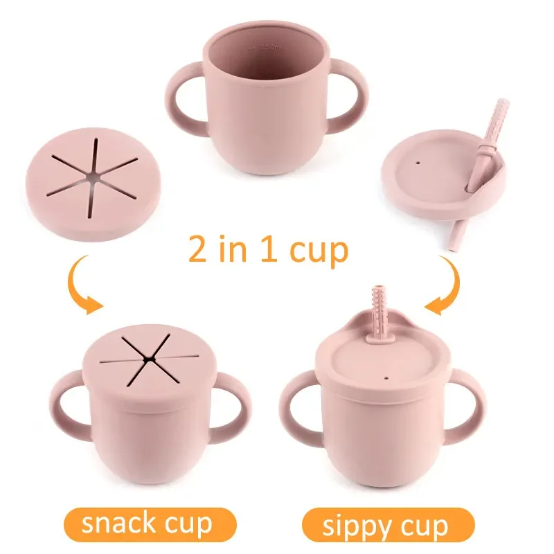 Spill Proof Sublimation Kids Snack Catcher silicone food grade Toddler Drink Container Bowl In One Cup Baby Silicone Snack Cup