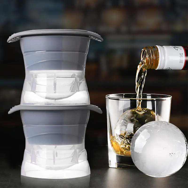 1PC Whiskey Round Ice Cube Maker Silicone Spherical Ice Cube Mould Quick Freezer Ice Mold Tray Kitchen Gadgets