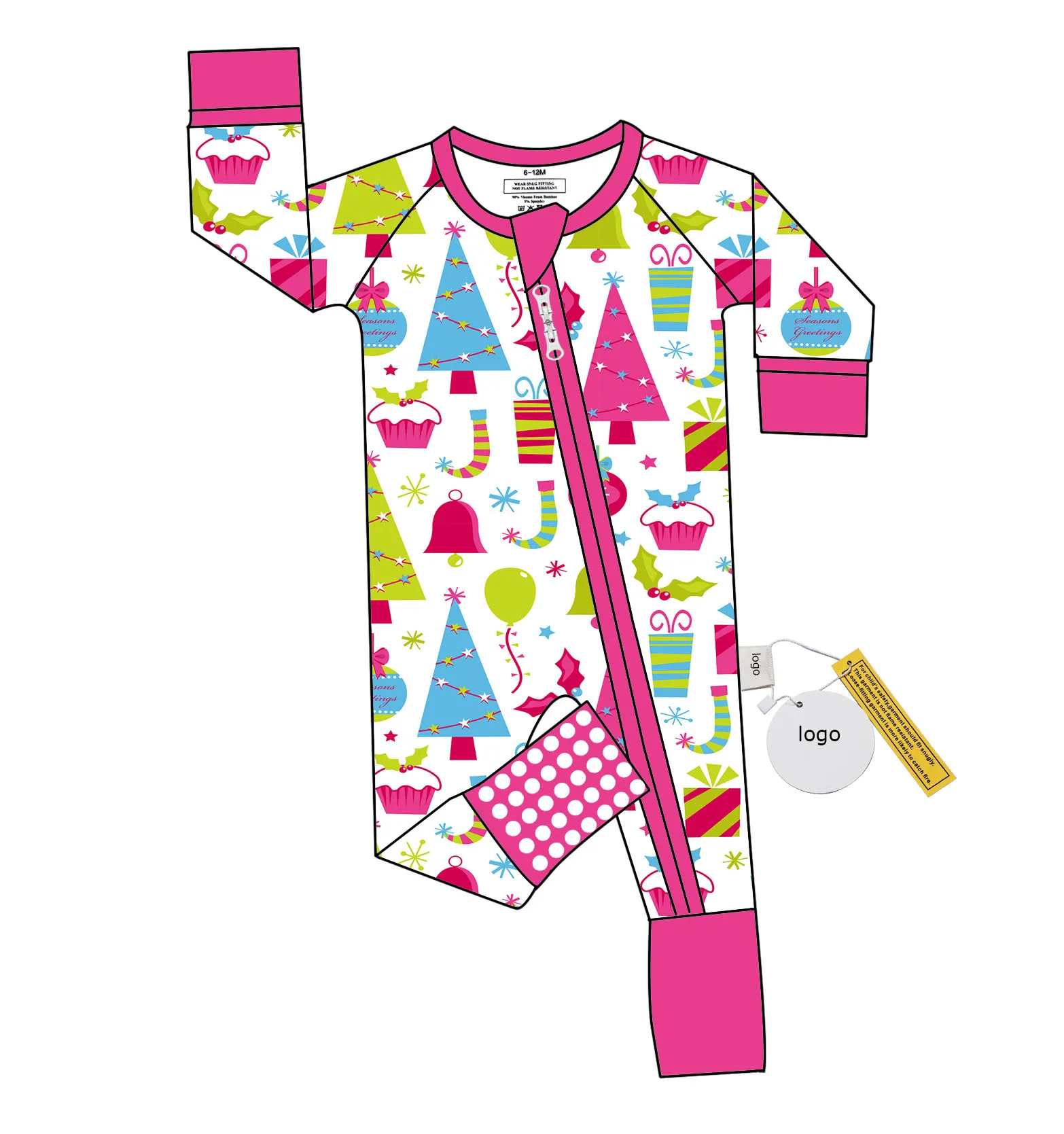 Newest Custom Print Baby Onesie and Clothing Sets 95% Bamboo 5% Viscose Keli Bear Branded Fabric Baby Clothes