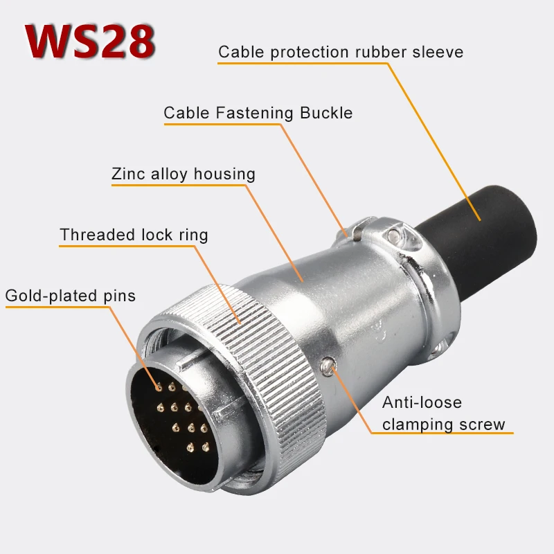 2pin WS28 male plug and female square socket  signal Automotive Electrical Aviation power connector  Adapter M28