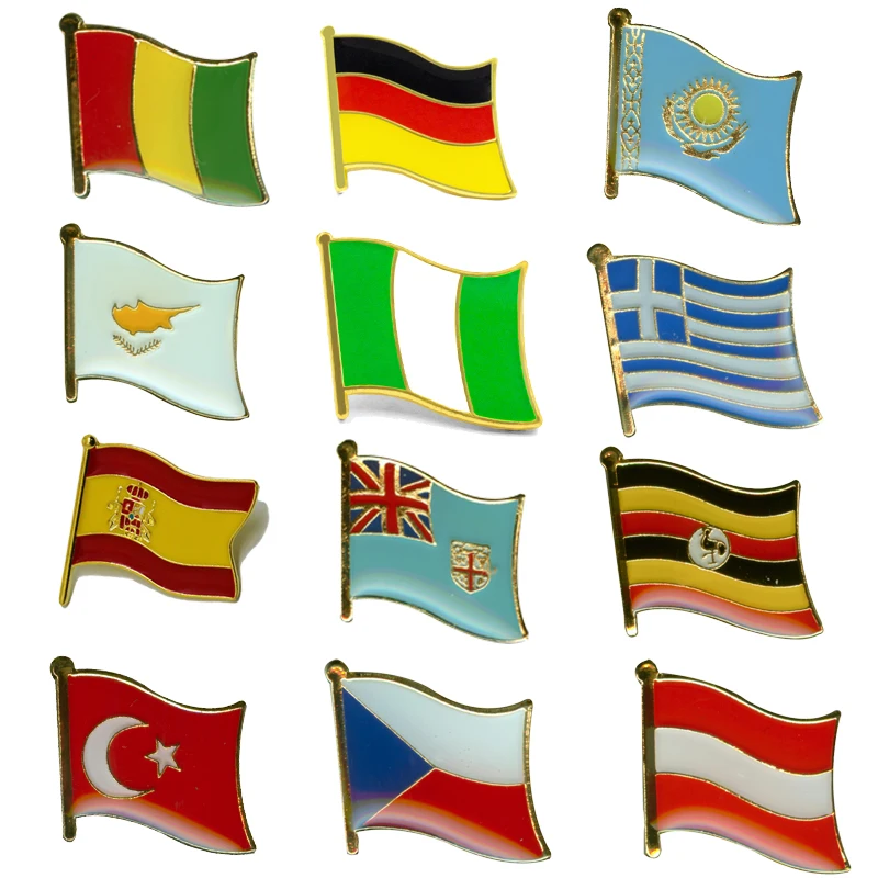Wholesale Cyprus Nigeria Guinea Germany Lesotho Uganda Fiji Equatorial Guinea Spain Custom Soft Enamel Lapel Pin For Clothing