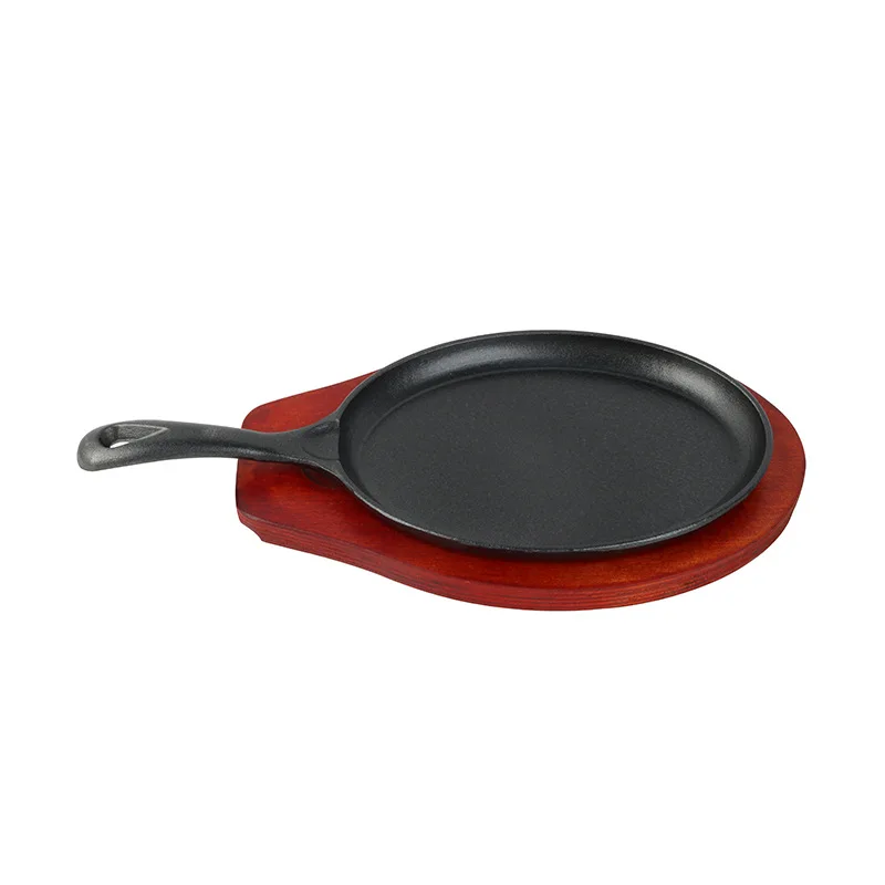 High Quality Pre-Seasoned Oval Shape Shallow Flat Cast Iron Skillet frying non-stick  pan