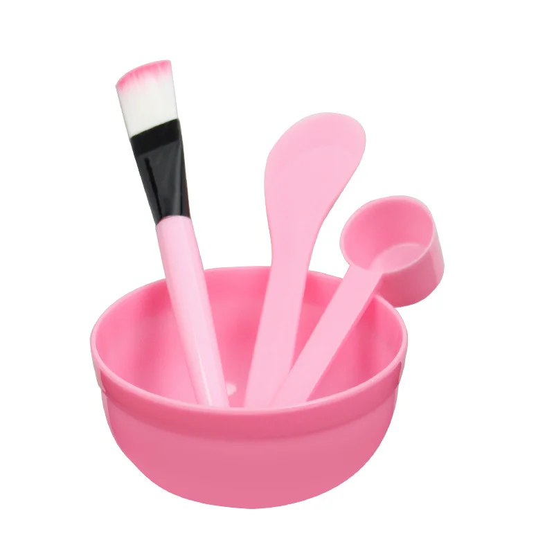 Beauty Skin Care Face Clay Mask Brush Pink Household Daily Chemical Face Mask Bowl Brush Spoon Spatula Set