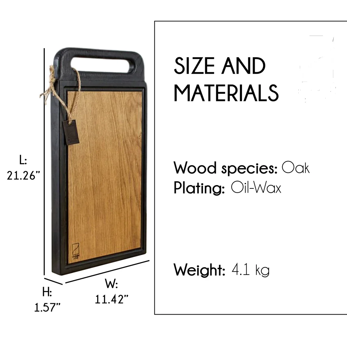 Natural Wood Chopping Board with Handle Massive Black Cutting Board Oak Charcuterie Tray Custom Engraved Kitchen Chopping Board