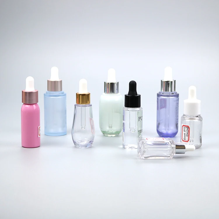 Custom 5ml 10ml 15ml 20ml 30ml 50ml 60ml Clear Frost PET Plastic Serum Essential Oil Dropper Bottles With 10 20 30 ml