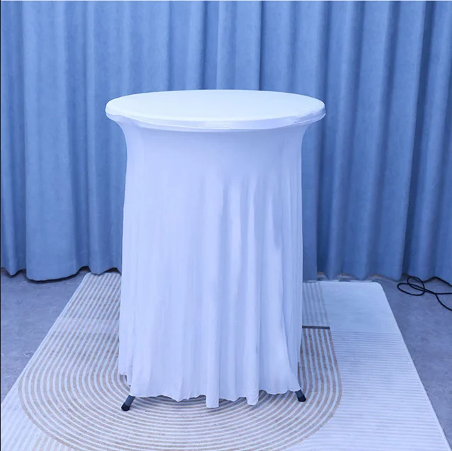 Polyester Rectangular Fabric Blue Stretcher Table Skirt 60 Pair Birthday Table Skirts For Wedding Party Table 90 Round Stretcher