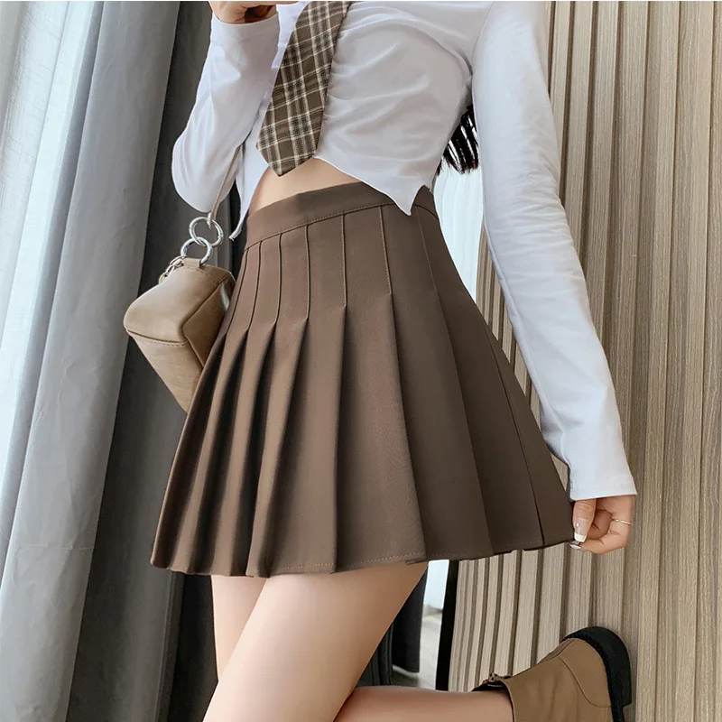 Custom Solid Color Mini Skirts High Waist Pleated Skirts Korean Clothes High Quality A Line Skirts for Girls
