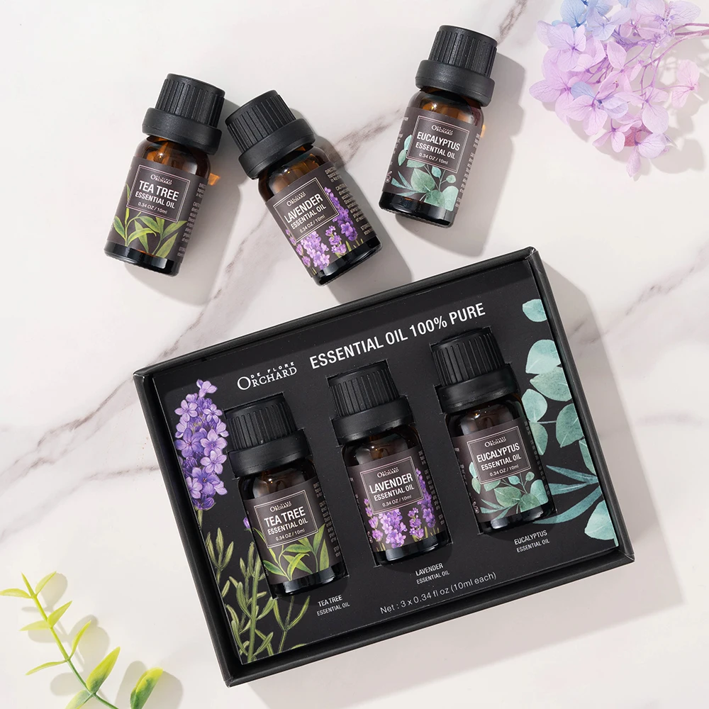 High Quality 100% Natural Plant Scented Oil Tea Tree Eucalyptus Lavender Essential Oil Spa Gift Set