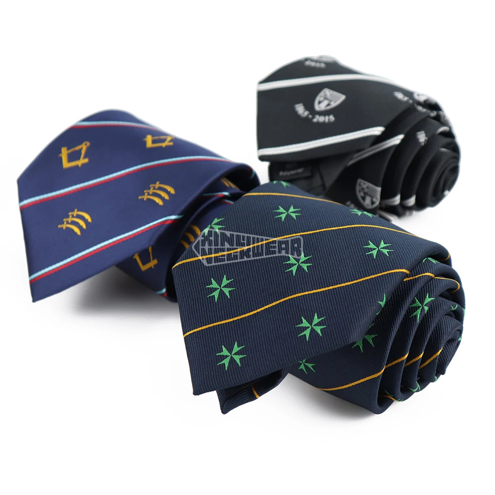 Wholesale Classic Striped Mens Neckties 2024 Microfiber Ties Masonic Tie With Custom Logo