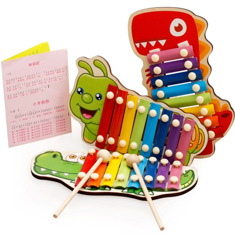 YUWEI Intelligence Wooden Kids Toy Music Enlightenment Toy Cartoon Hand Knocking On The Piano Octave Xylophone