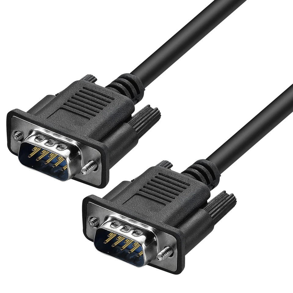 Serial Cable DB9 RS232 Black Copper DB9 Male to Male RS232 Extension  Serial Null Modem Cable M/M 9 pin RS232