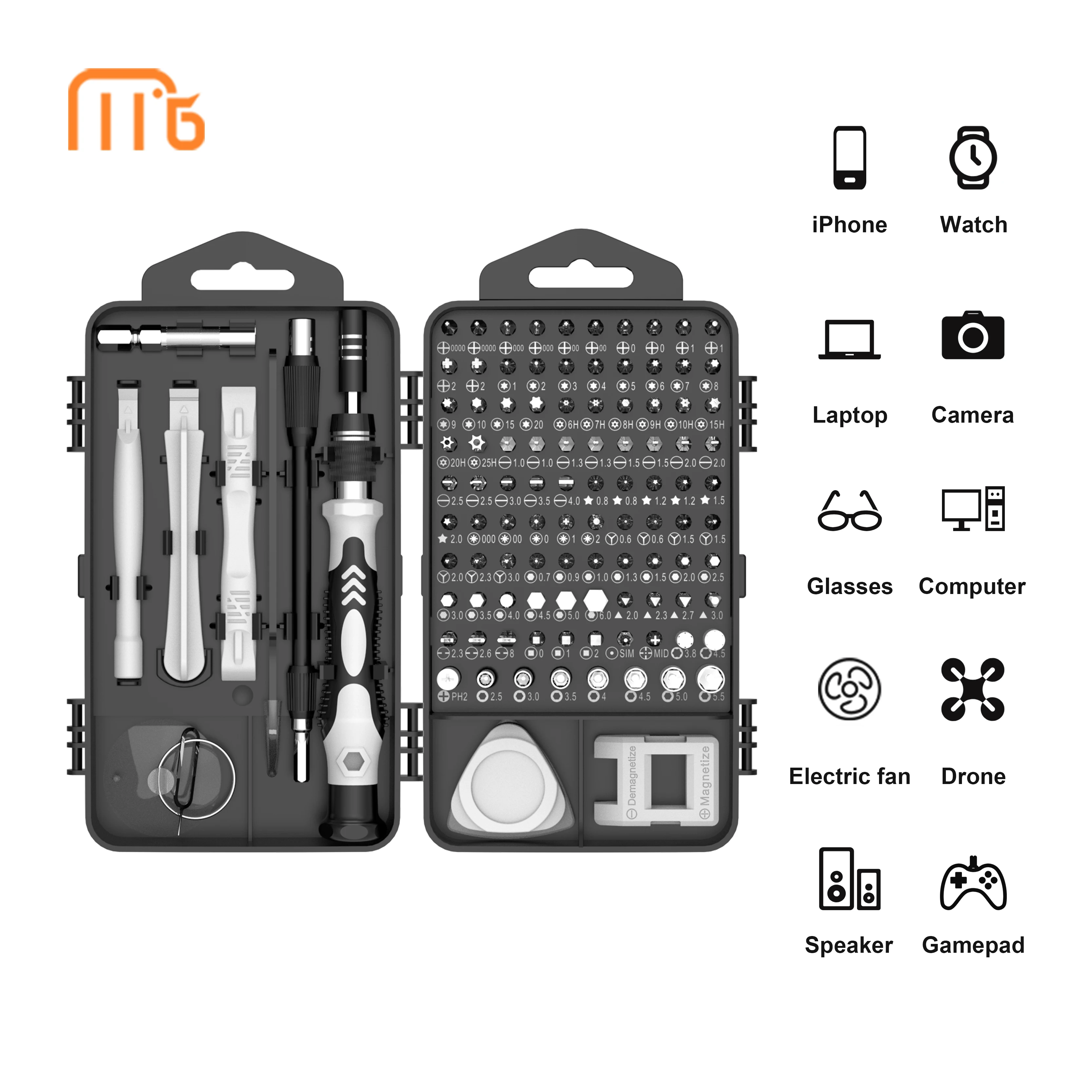 Precision Screwdriver Set Magnetic Driver Kit Chrome Vanadium Steel 117 in 1 Repair tool kit with 98 Bits