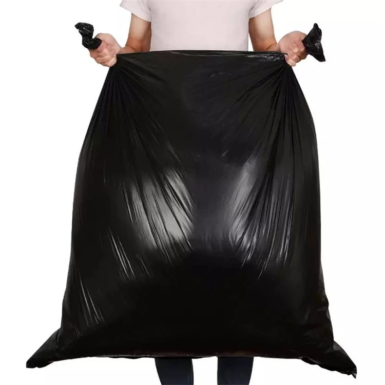 Heavy Duty Recycled Large Portable Black Hdpe Plastic Bin Liner Trash Bags Garbage Bags