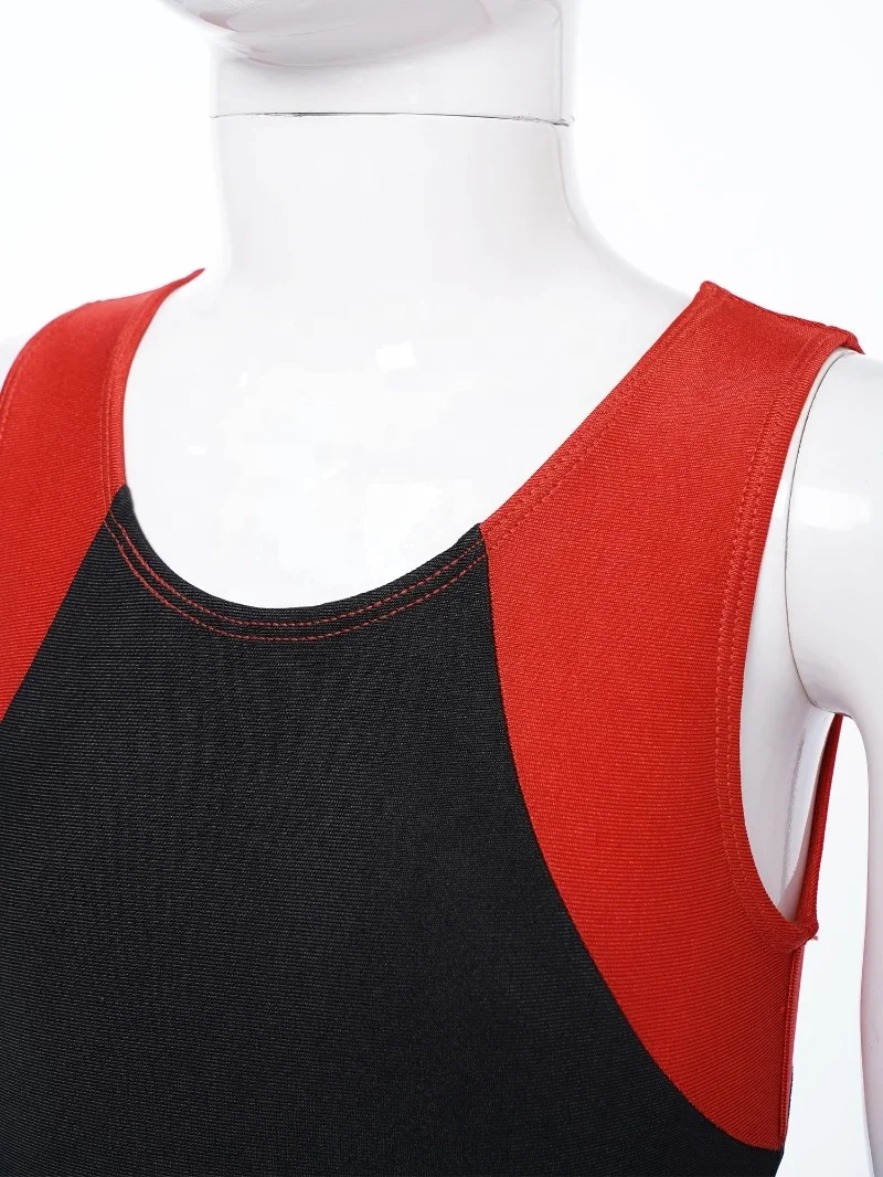 Kids Boys Custom Sleeveless sublimation gymnastic leotard Bodysuit with Shorts Set for Gymnastic Yoga