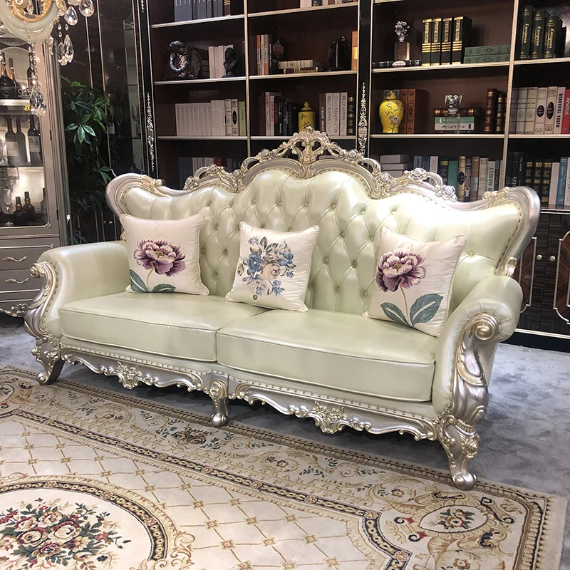 MO LAN European 123 combination cowhide solid wood new classical living room large apartment leather sofa