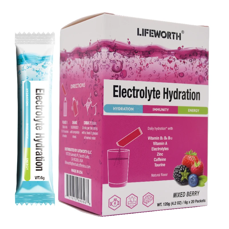 Lifeworth смешанные ягодные Ароматические портативные спортивные питьевые электролитные Порошковые пакеты для пищевых добавок перед тренировкой (1600353577067)