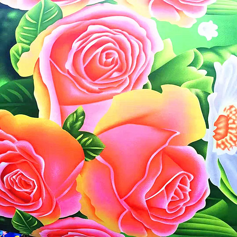 3D rose flower disperse print 100 polyester twill woven printed brushed bedding fabric from changxing manufacturers