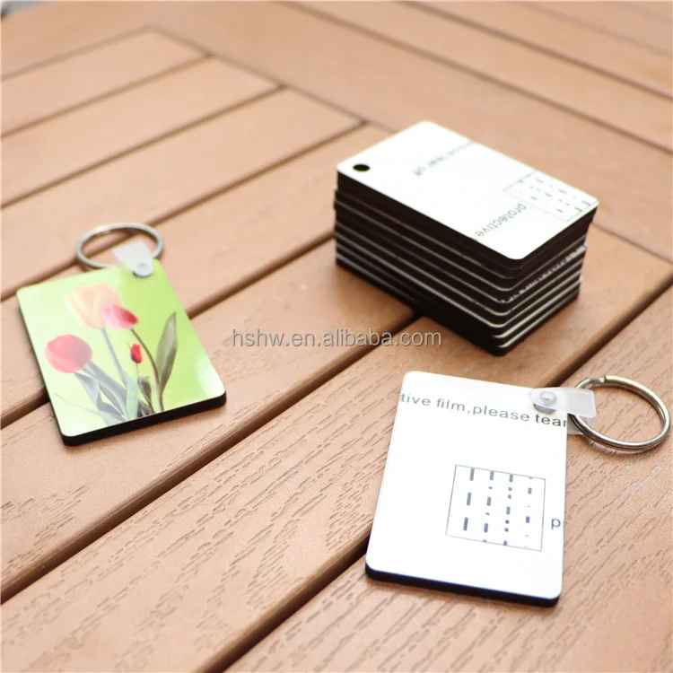Wholesale Printable Rectangle Keychain Wood Key Holders Double Side MDF Keychain Blank Sublimation Key Chain