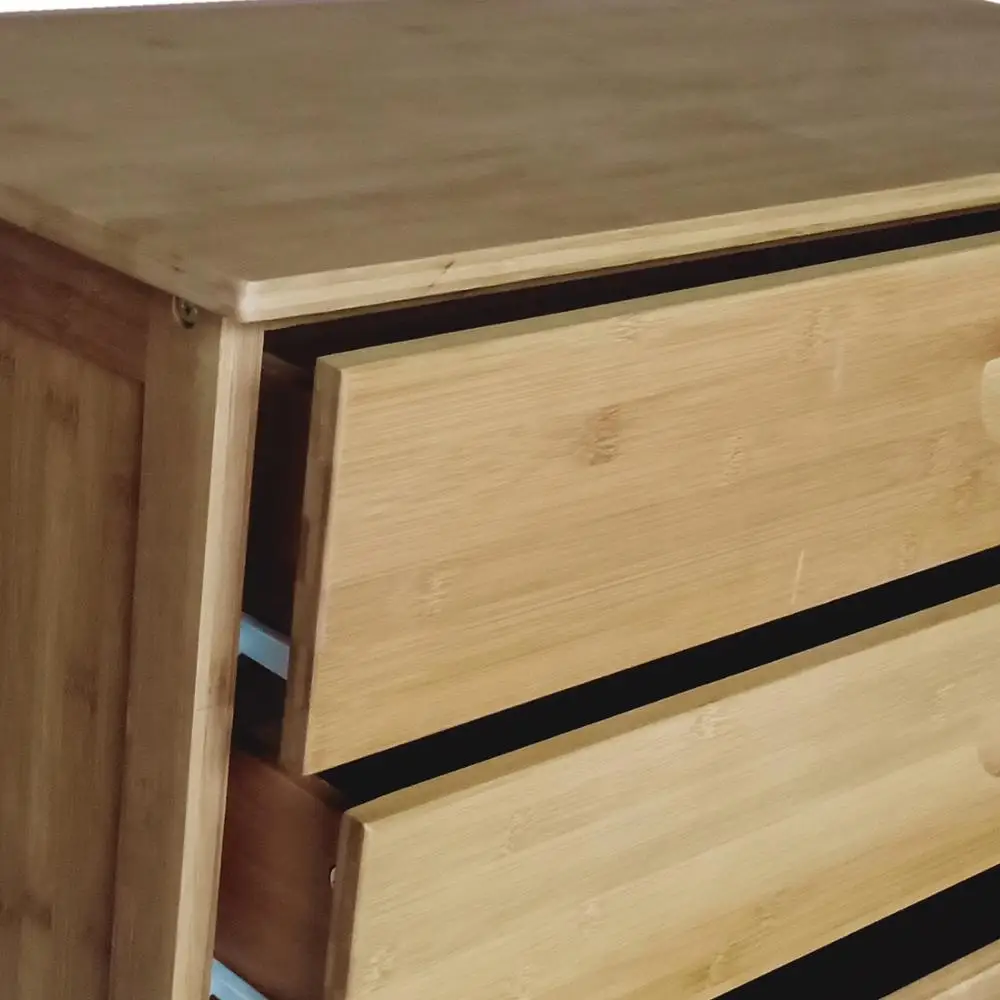 
Bamboo 4 Tier Drawers Nightstand Storage Cabinet 