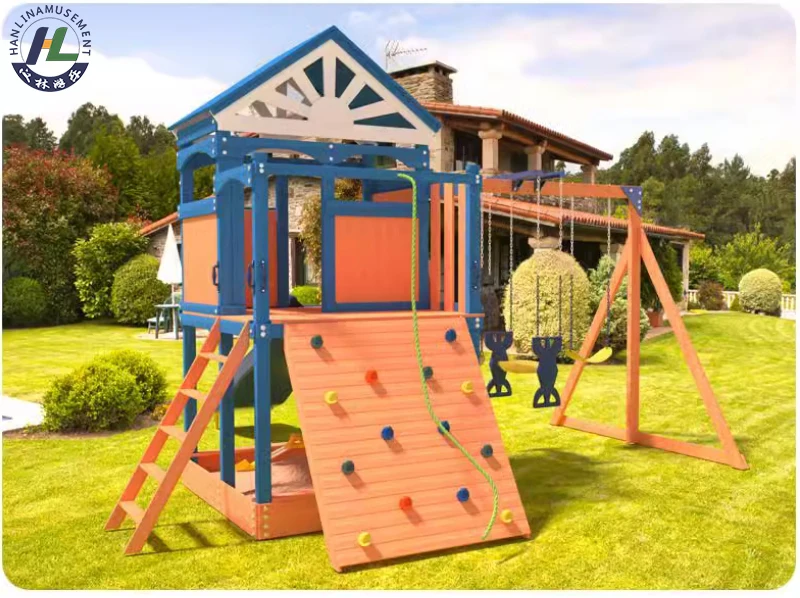 Kids outdoor playground equipment Wood Playground Wood Play House Wooden Playhouse