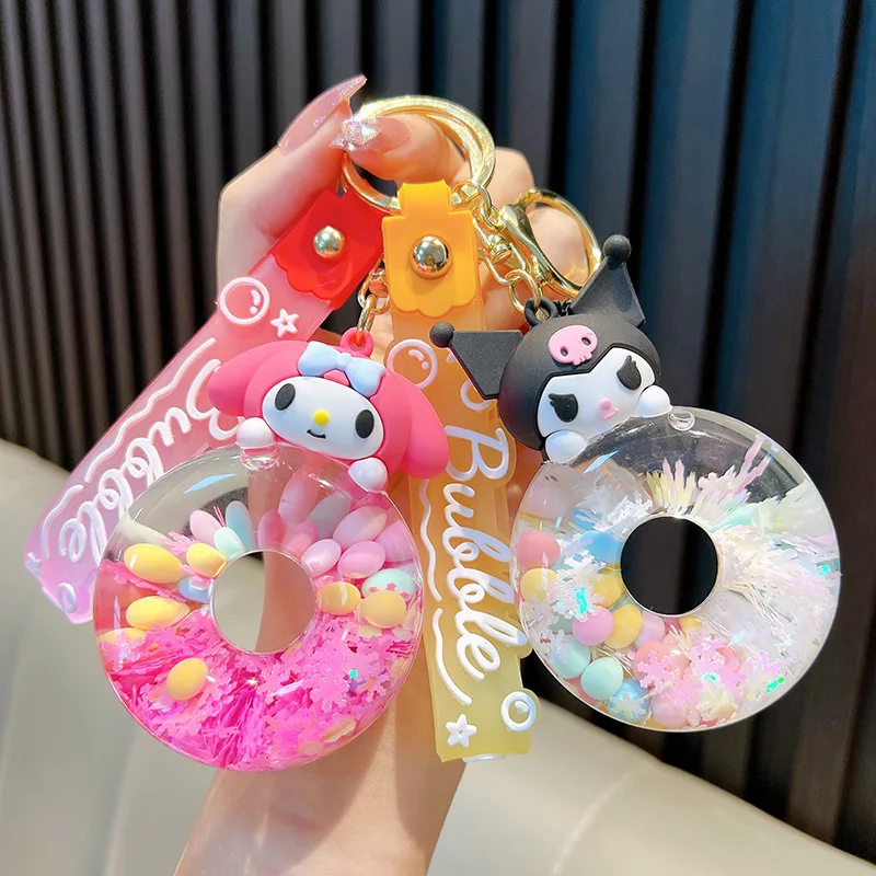 Hello Kitty масло в зыбучие пески Sanrioed брелок с плавающими бусинами дрейфующий для ключей жидкий
